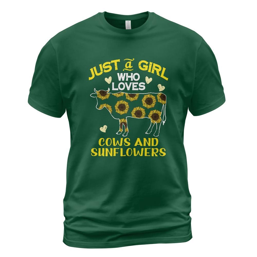 Europe And America Is Just A Girl Who Likes Cows And Sunflowers Round Neck Short Sleeve