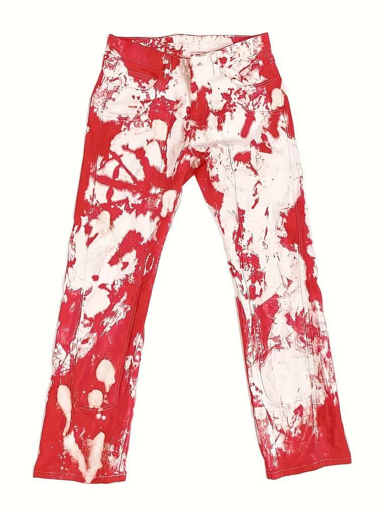 Random Tie Dye Print Stylish Straight Leg Slant Pocket Jeans, Women's Denim Jeans & Clothing