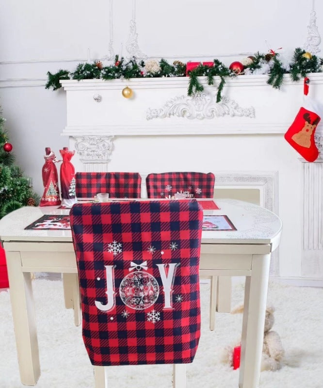 Christmas Table And Chair Cover Cartoon Decorative Printing Christmas Chair Cover Seat Cover