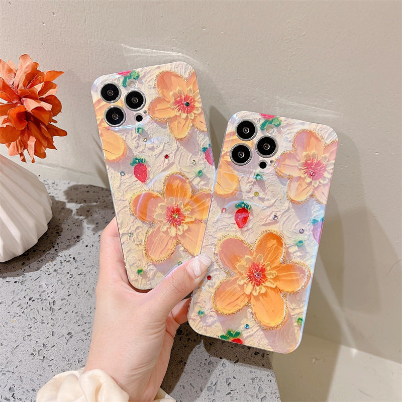 Oil Painting Flower Suitable Blue Light Spot Drill Silicone Soft Case