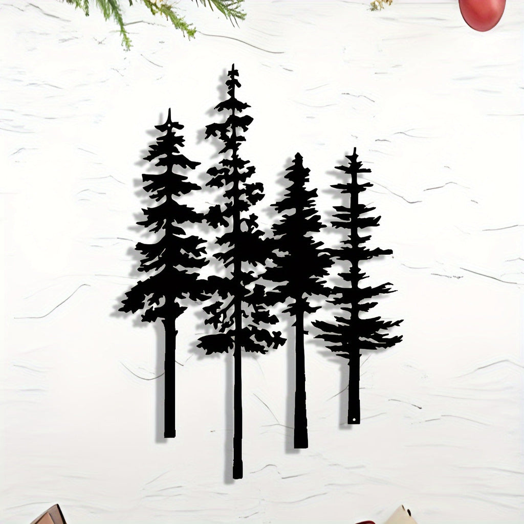 Rustic Metal Pine Tree Wall Art - Nature lovers, Farmhouse decor enthusiasts, Office workers, Homeowners - Fabrication, Nylon - Suitable for Living Room, Office, Farmhouse