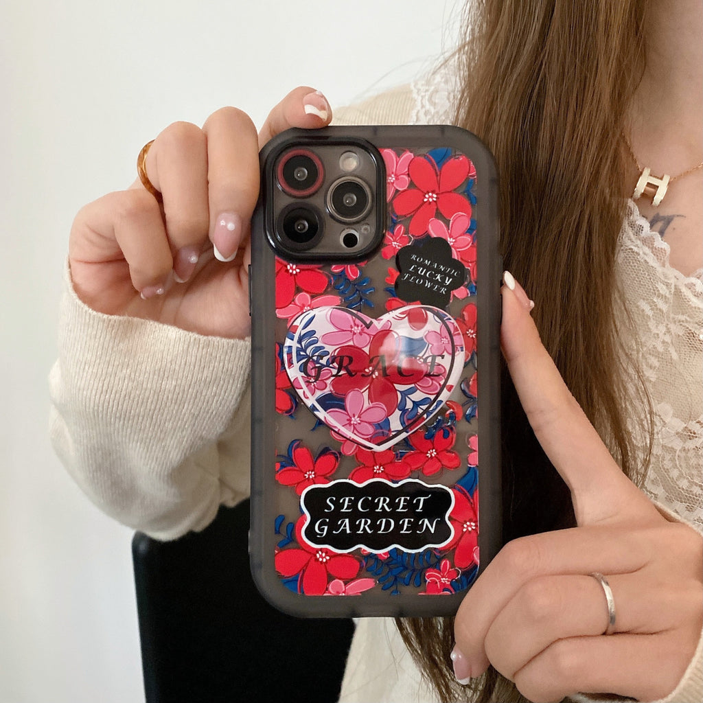 Black And Red Creative Flower Stand Phone Case