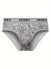 6pcs Men's Alphabets Cotton Briefs Underwear, Comfortable Medium Stretch Underwear Panties