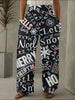 Women's Vintage Christmas Print Casual Pants with Elastic Waist and Pockets - Soft, Breathable Polyester Blend