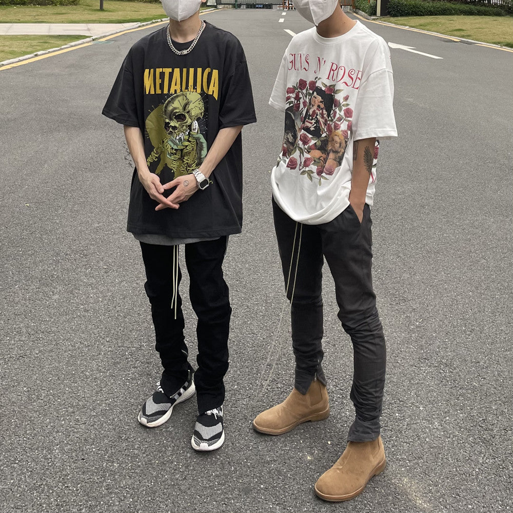 Rock Skull Print High Street Loose Short Sleeve T-Shirt