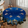 1pc, Christmas-themed tablecloth, Jesus' birth scene tablecloth, Christmas party tablecloth, polyester tablecloth, 4 sizes to choose from, edge embossed, round and rectangular tablecloth, Christmas gift, kitchen accessories, create a festive atmosphere