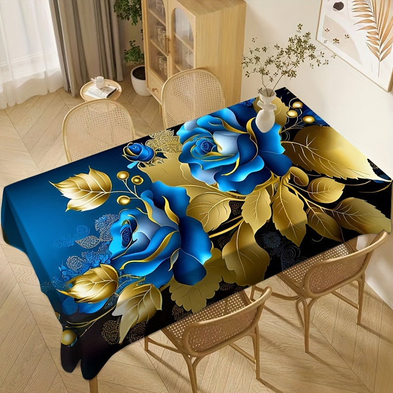 Festive Flowers Tablecloth: 1 Pc. 140cm/55in x 90cm/35in - 220cm/86.6in x 140cm/55in - 5 Sizes Available - Waterproof and Oil-Resistant - Perfect for Holiday Parties and Kitchen Decor