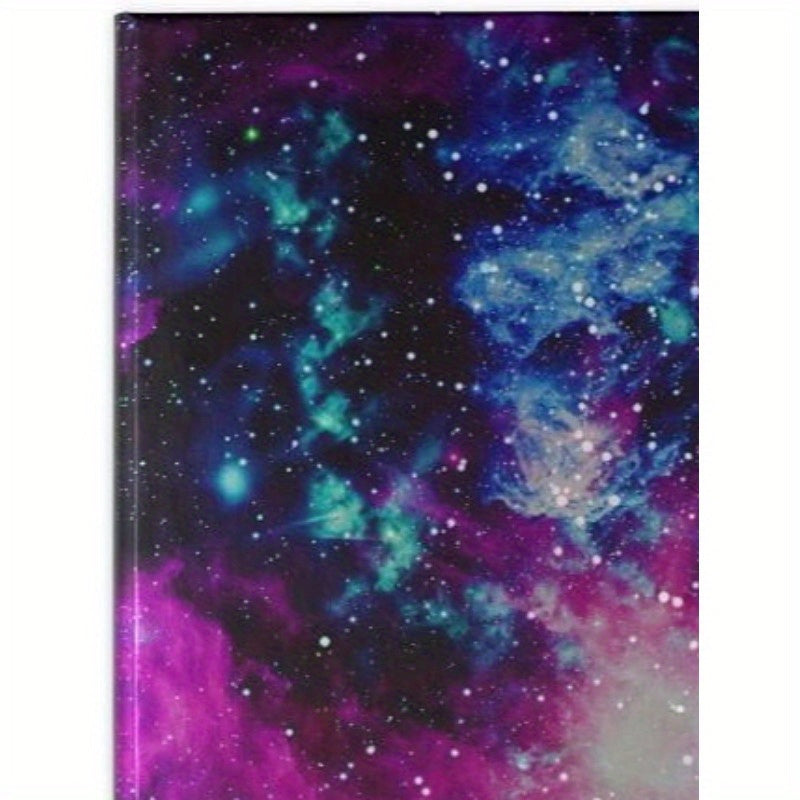 Galaxy-Themed Hardcover Journal with Elastic Band Closure, 160 Pages, Archival Paper, Rainbow Highlights - Daily Office Supplies