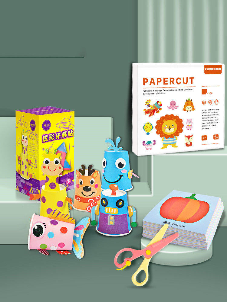 Creative Paper Cups And Plates Stickers For Educational Non-woven Kindergarten Art Area
