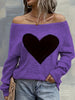 Elegant Women's Heart Pattern Long Sleeve Sweater - Soft Polyester, Round Neck, Perfect for All Seasons