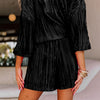 Women's Pleated Textured Cloth Suit Loose Solid Color Shorts Two-piece Set