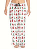 Women's Comfy Christmas Tree Print Wide-Leg Pants - Stretchy, Casual Sleepwear with Drawstring Waist, Machine Washable