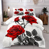 Red Rose Comforter Set Queen Blooming Flower Bedding Set For Girls Chic Aesthetic Soft Comforter With 2 Pillowcases