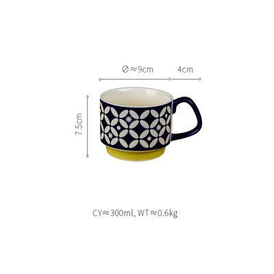 Ins Ceramic Ear Printed Coffee Cups Can Be Stacked