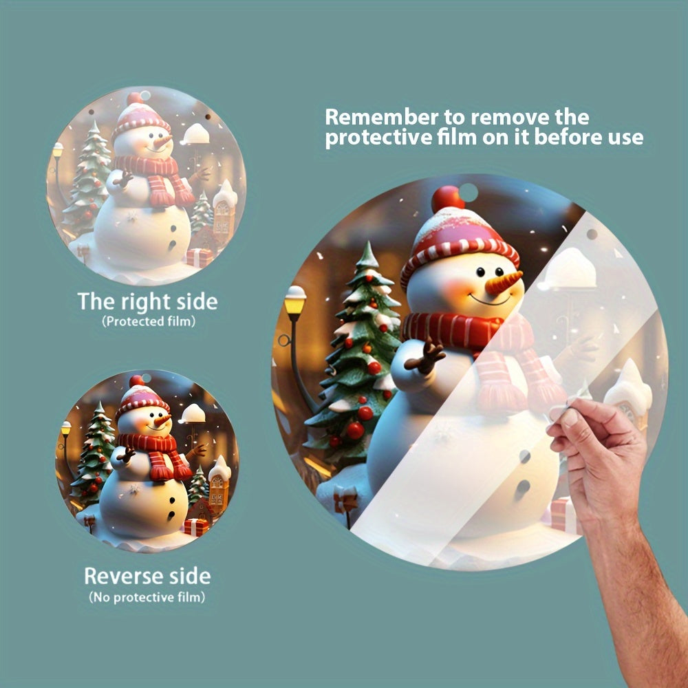 8pcs 3D Snowman & Snow Globe Christmas Ornaments Set - Acrylic DIY Holiday Decorations for Home, Office, and Tree