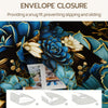 3pcs Fashion Luxury Blue Flowers Print Comforter Set (1 Comforter + 2 Pillowcase Without Pillow Insert) For All Seasons, Microfiber Black And Golden Floral Bedding Set For Bedrooms Decoration