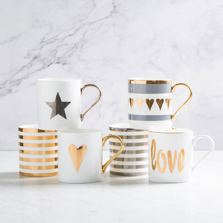 Ceramic Painted Gold Mug Cups For Men And Women