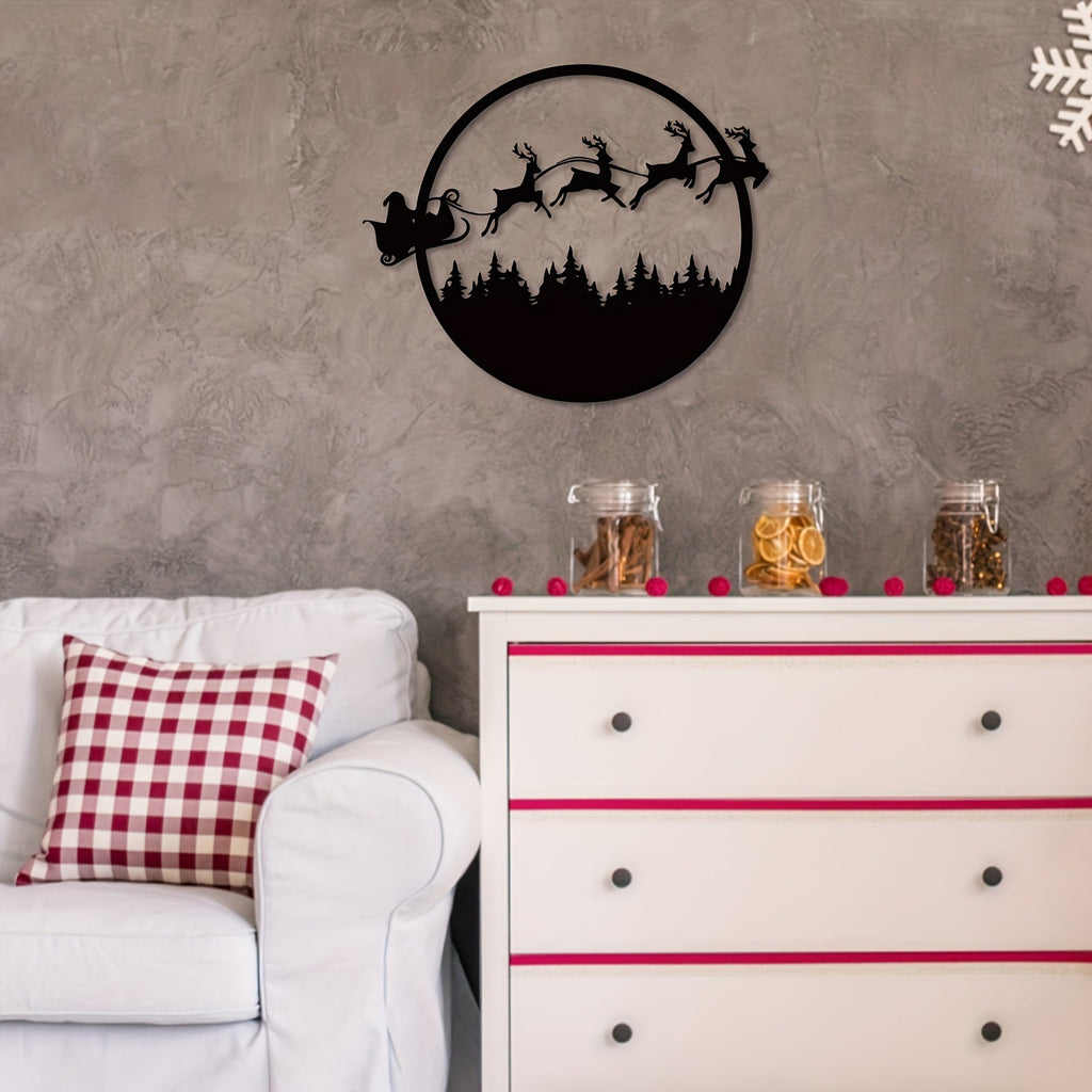 1pc Merry Christmas Metal Sign, Merry Christmas Metal Wall Sign, Round Metal Christmas Sign, Large Metal Christmas Signs, Room Decor, Home Decor, Holiday Decor, Festivals Decor, Front Door Decor, Scene Decor, Door Decor, Wall Decor, Background Decor