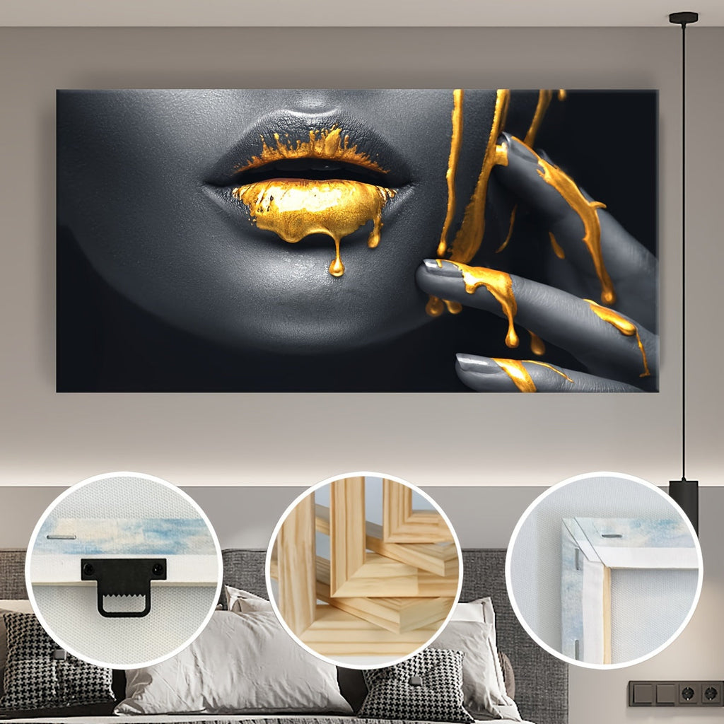 1pc Nordic Chic Framed Canvas Art Print - Waterproof & Odorless, Ink on Canvas, Pine Wood Frame, Transverse Orientation, Art Deco Fashion Theme, Ideal for Bedroom, Living Room, Office, and Dormitory Decoration Wooden Frame - Thickness 1.5inch
