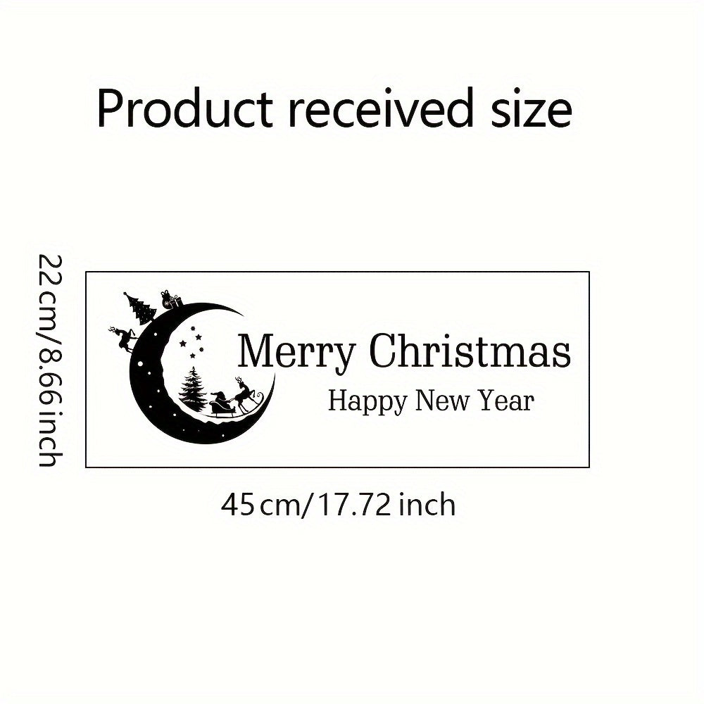 Merry Christmas & Happy New Year Wall Decals - Santa Claus, Snowman, and Moon Vinyl Stickers with Quotes for Festive Home Decor