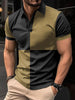 Casual Sports Short Sleeve Color Stitching Turnover Neck Polo Shirt Men Clothing