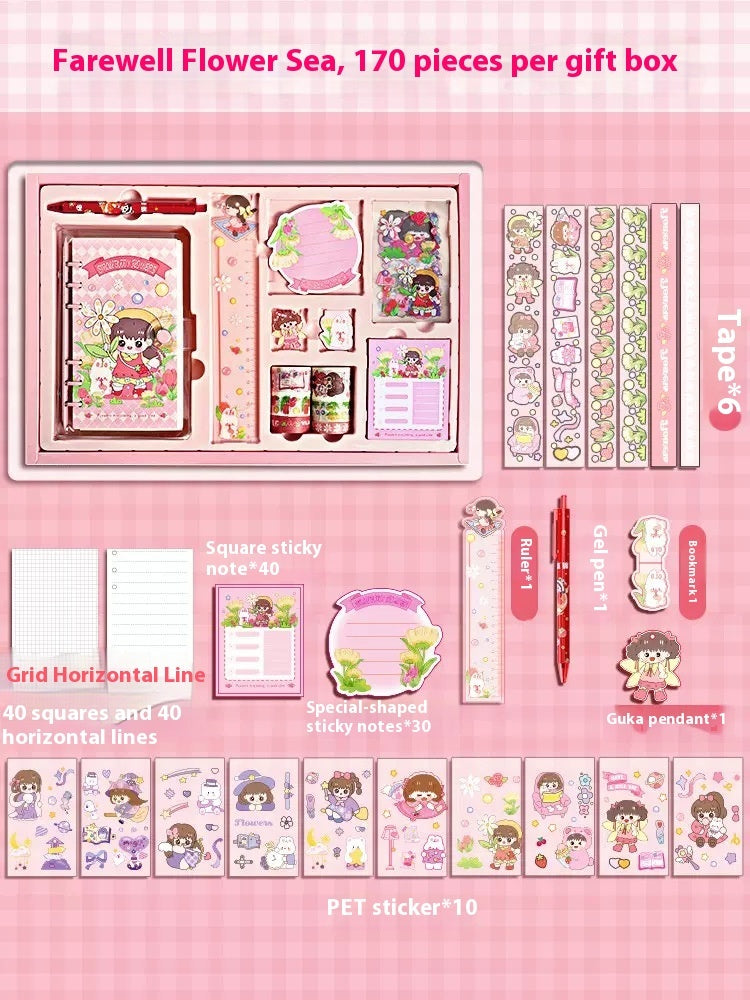Journal Book Set Gift Box Girl Heart Cute Gift Bag