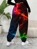Lightning Print Elastic Waist Sporty Pants, Casual Baggy Drawstring With Pockets Pants For Every Day, Women's Clothing