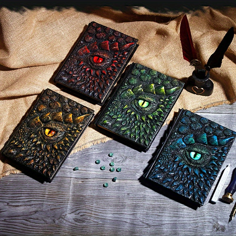 1pc Fantasy Dragon-Themed Resin Embossed Notebook - Personalized, Narrow, No Feather, Magical Decorative Journal for Dragon Enthusiasts - Ideal for Home, Office, Halloween, Christmas Gift