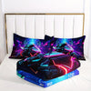 Motocross Bedding Set, Motorcycle Racer Comforter Extreme Sport Bedding Set, Cool Blue Motorcycle Duvet Set