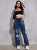 Carnaval Y2k Skull & Star & Letter Pattern Cargo Jeans - High-waisted, High Stretch, Loose Wide Leg Denim Pants - For Women - Perfect for Streetwear & Casual Occasions - Ideal Gift for Fashion-Forward Teens & Young Adults