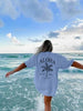 Women's Summer Palm Tree Print Wide Collar Pendant Short Sleeve