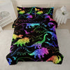 Rainbow Dinosaur Comforter Set For Colorful Dino Bedding Cartoon Dinosaur With Shiny Glitter Bedding Set Bedroom Decor 1 Comforterr + 2 Pillowcases Lightweights