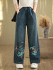 Casual Dragon Embroidery Baggy Jeans For Women - Soft, Comfortable, Versatile, Flattering And Casual Straight Leg Baggy Pants For Everyday Wear, Practical Pockets