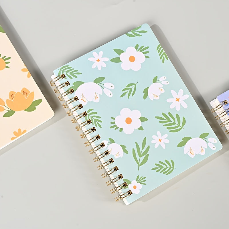 4-Pack A6 Spiral Notebooks with Fresh Floral Designs, Portable Tear-Off Memo Pads with Paper Covers -  Floral Design, Portable & Tear-Off - For Students & Office Workers - Perfect Gift for Back to School & Office Supplies