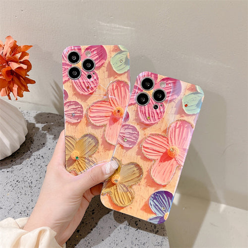 Oil Painting Flower Suitable Blue Light Spot Drill Silicone Soft Case