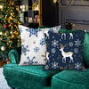 4pcs Navy Blue Christmas Pillow Covers Set - Snowflake, Elk & Tree Designs | Merry Holiday Farmhouse Decor for Living Room, Bedroom, Porch | 18x18 Inches, Zip Closure, Machine Washable