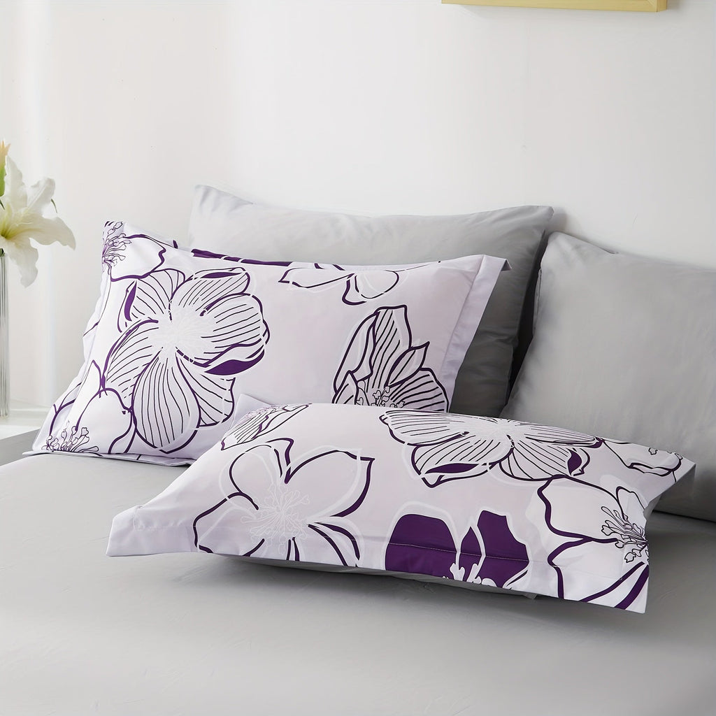 Davulos 7pcs Floral Comforter Set - Hypoallergenic Microfiber Cover, Plush Polyester Fill, Machine Washable, Stain-Resistant, All-Season Bedding, Queen/King Size
