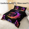 3Pcs Sun And Moon Bedding Set, Mushroom Comforter Set Boho Exotic Style Bedding Set Cosmic Planets, Bohemian Bedding Astrology Comforter For Adults Women, 1 Quilt 2 Pillowcases, Black (Without Core)