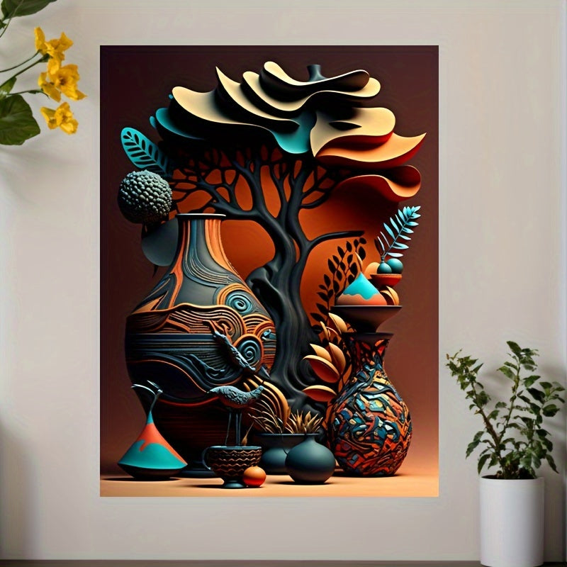 African Art Abstract Canvas Poster, Modern Home Wall Art Decor, Waterproof Print, Ideal Gift for Living Room, Bedroom, Office, Restaurant, Bar - 12x16 inches