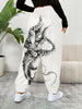 Octopus Print Fitted Bottom Joggers, Casual Drawstring Waist With Pockets Sporty Pants For Spring & Summer, Women's Clothing