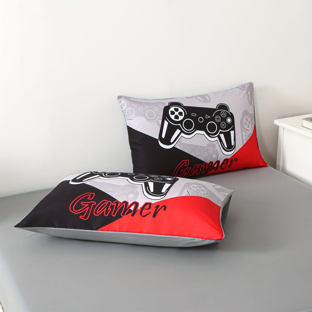 4/5Pcs Gamer Comforter Set - Stain Resistant, Ultra Soft Microfiber, Lightweight, 3D Colorful Game Controller Bedding With 100% Polyester Fiber Fill - Twin/Full/Queen Size Bed In A Bag For All Seasons