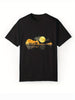 Moon Patterned Cotton T-shirt, Men's Casual Street Style Elastic Round Neck T-shirt For Summer