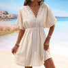Ice Silk Cloth Lace Stitching Beach Dress Bikini Swimsuit Outwear Blouse