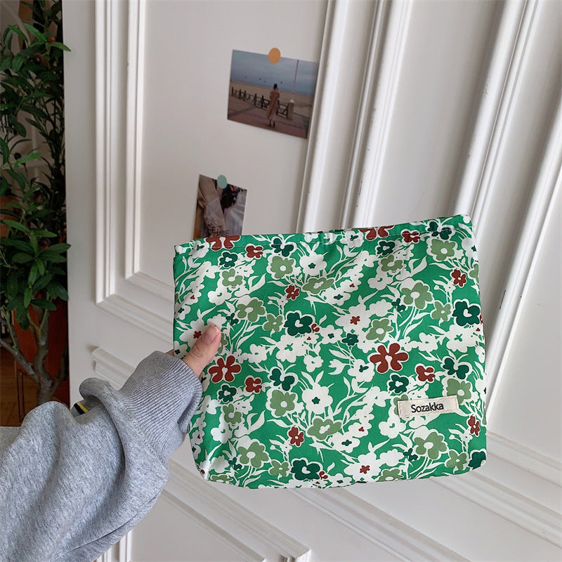 Floral Cotton Artistic Cosmetic Bag Women