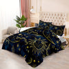 Sun and Moon Comforter Set, Starry Sky Celestial Star Bedding Set, Blue Golden Bohemian Gothic Comforter Set