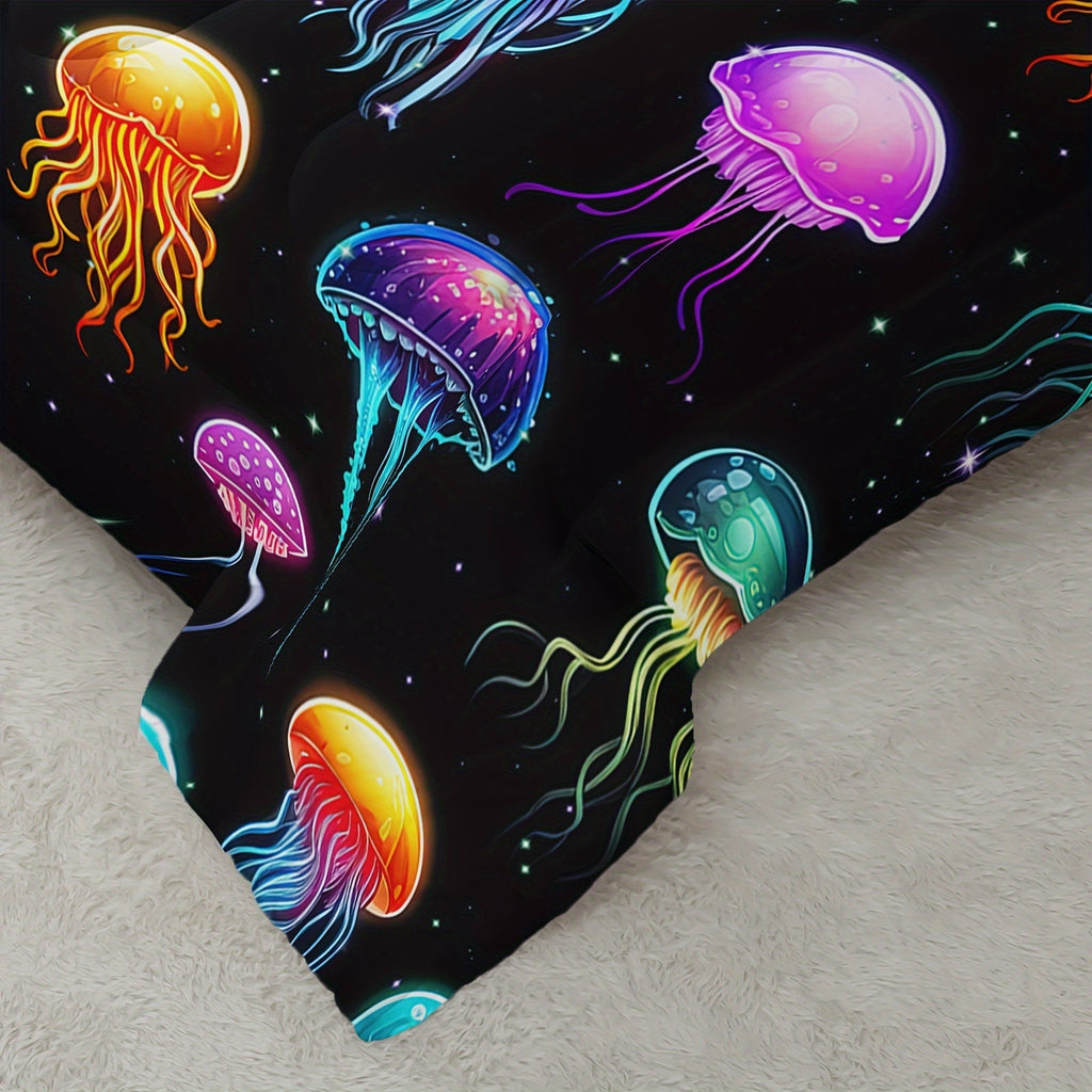 Jellyfish Comforter Sets Ocean Theme Bedding Set for Girls Teens Full Size with 3D Printed Bedding, Ocean Bedding Sets Hawaii Beach Bedding Set Sea Animal Quilt Sets
