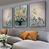 3pcs Golden Frameless Abstract Chinese Feng Shui Rich Tree Wall Art Canvas Painting, 15.7*23.6in, No Frame, Art For Living Room Cuadros Decor