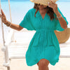Ice Silk Cloth Lace Stitching Beach Dress Bikini Swimsuit Outwear Blouse