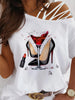 Ladies' printed one shoulder fashionable lace up T-shirt top