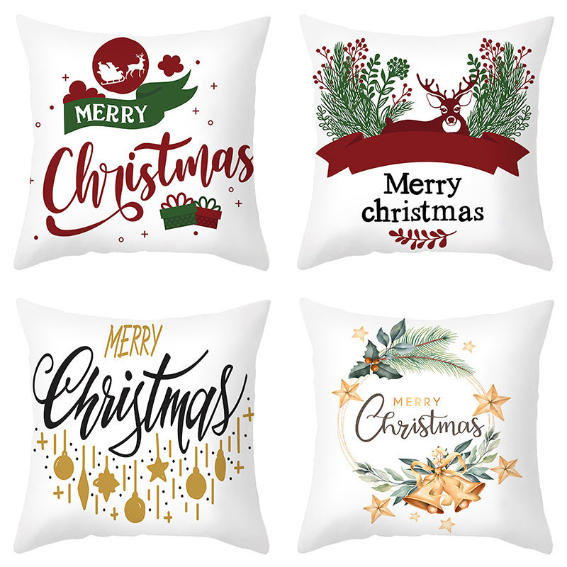 Christmas Pillow Cover Cartoon Letter Print Cushion Cover Office Sofas Pillow Cover